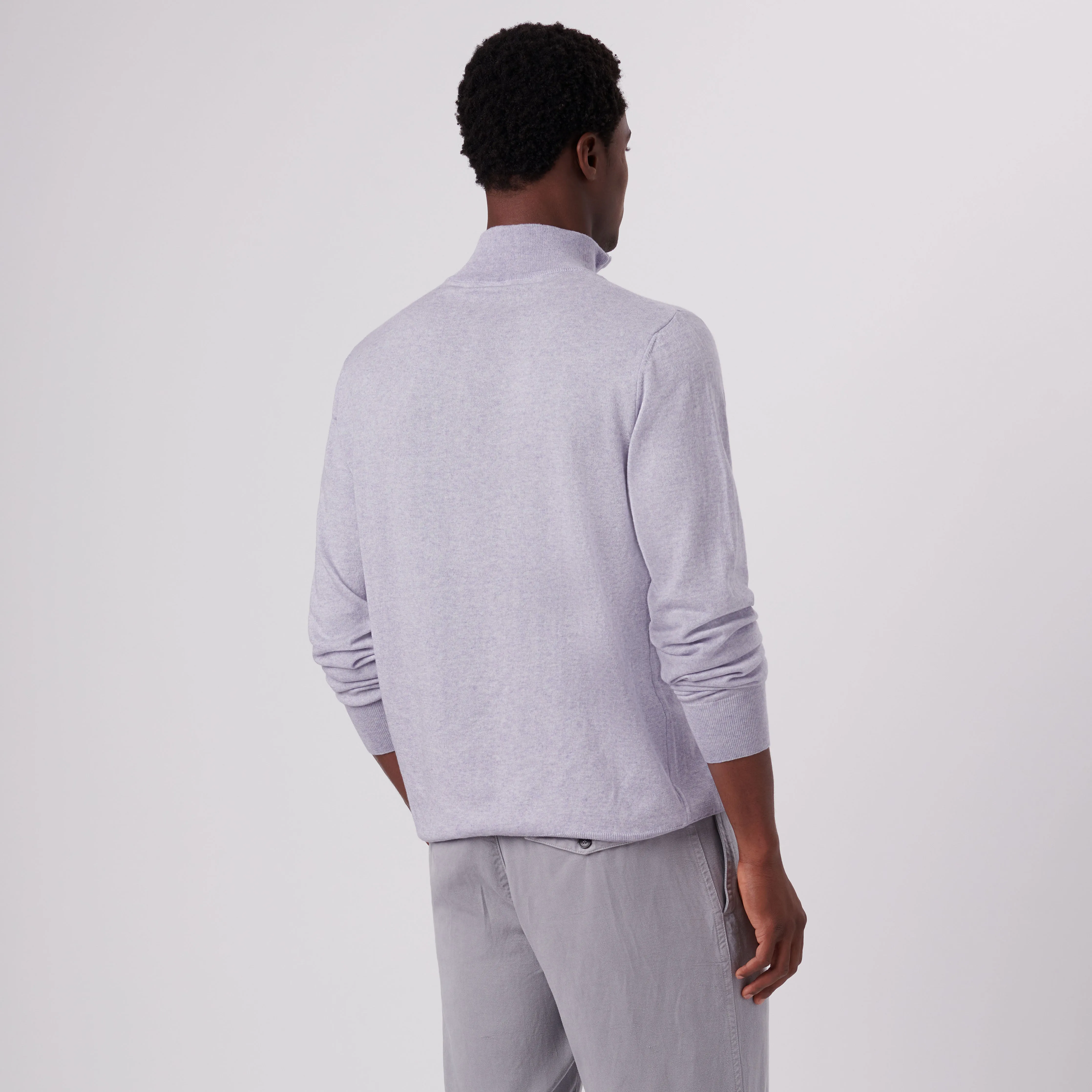 Solid Cotton Cashmere Quarter Zip Sweater