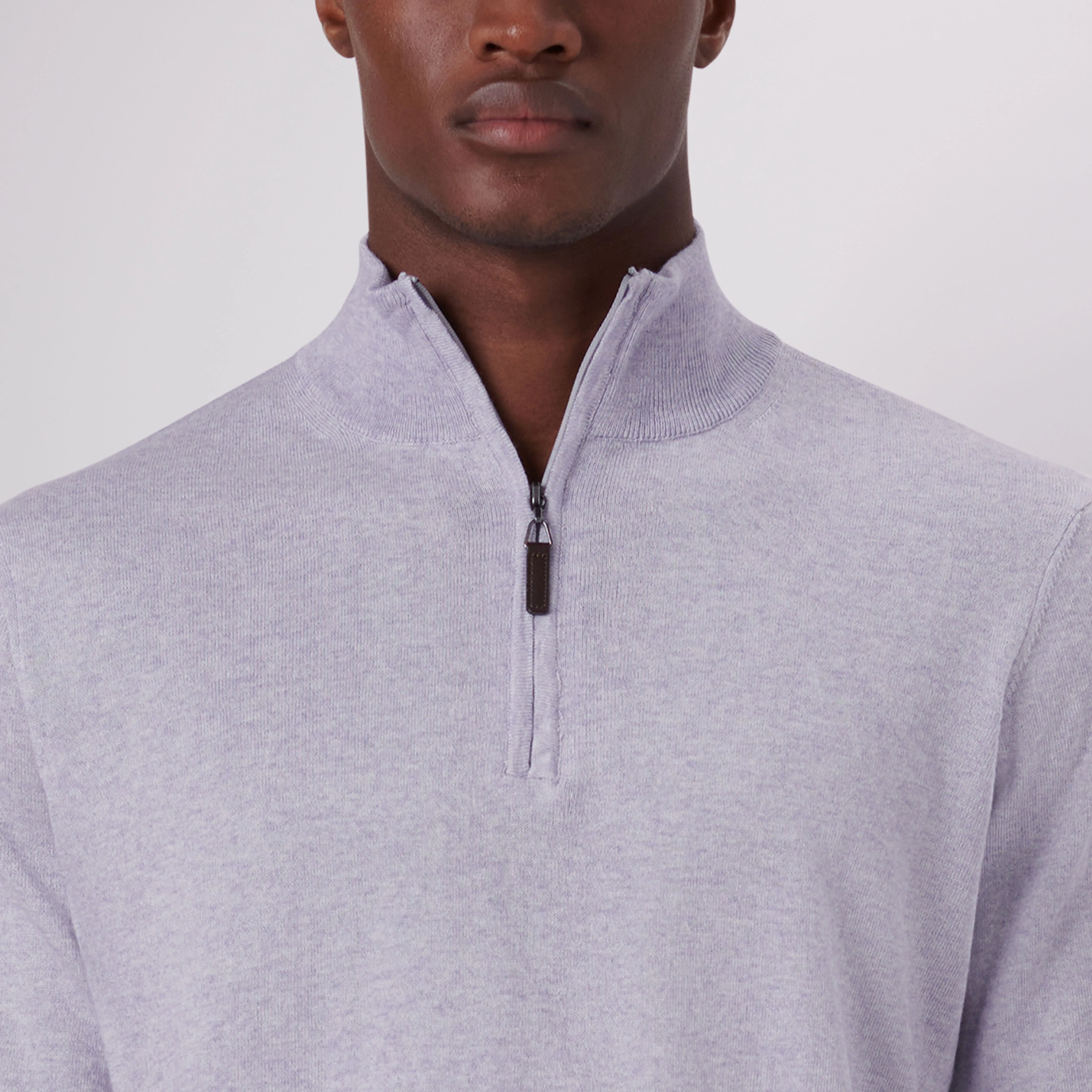 Solid Cotton Cashmere Quarter Zip Sweater