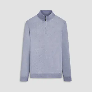 Solid Cotton Cashmere Quarter Zip Sweater
