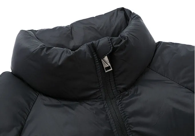 Solid Quilted Windproof Puffer Jacket for Men with Stain-Resistant Feature