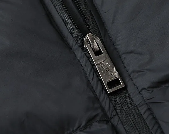 Solid Quilted Windproof Puffer Jacket for Men with Stain-Resistant Feature