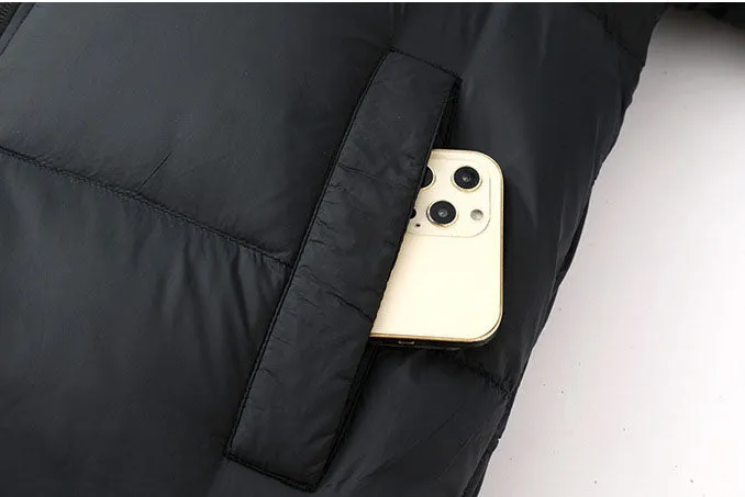 Solid Quilted Windproof Puffer Jacket for Men with Stain-Resistant Feature