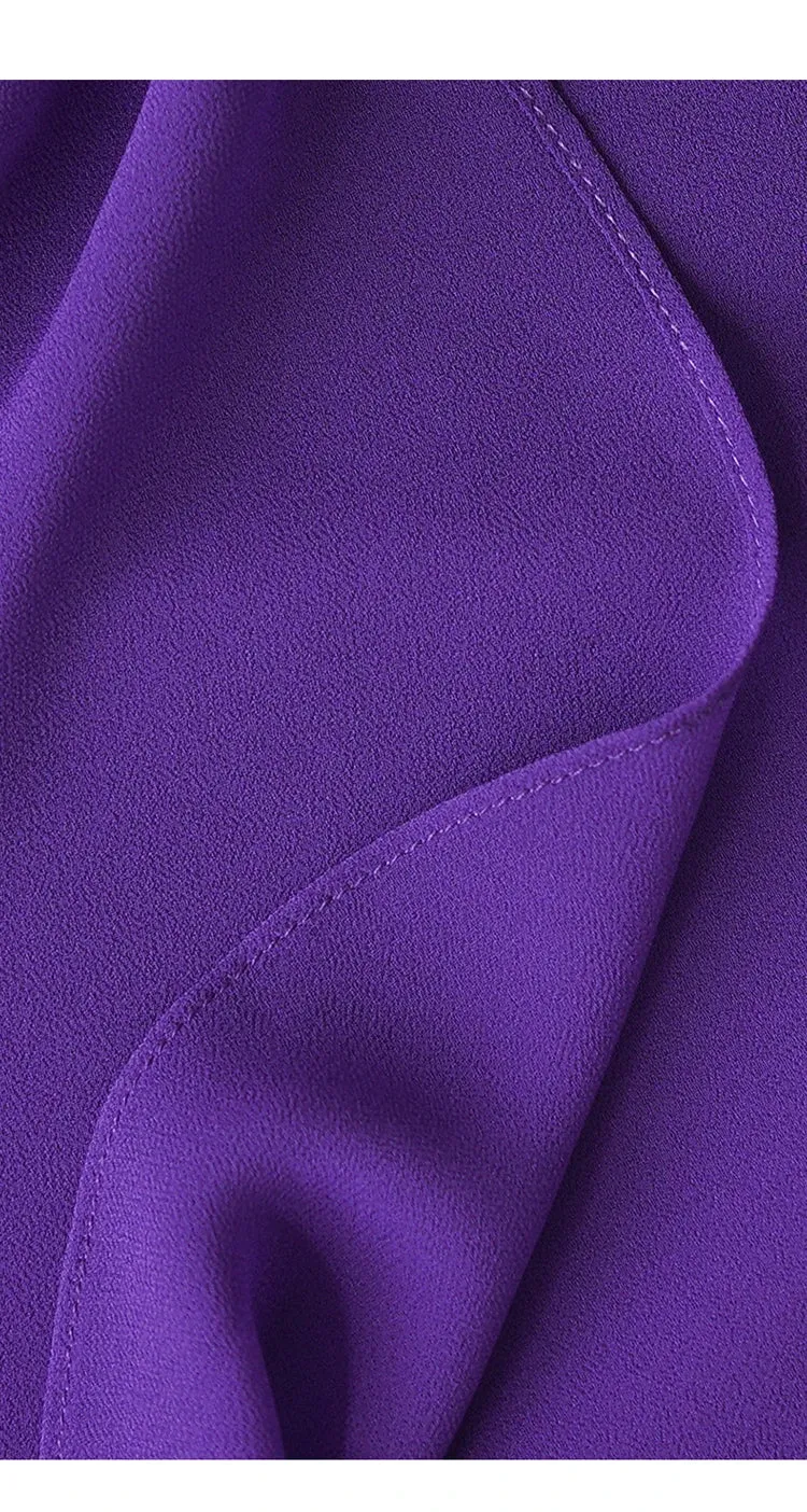 Stacy V Neck Long Sleeve Pleated High Waist Slim Long Dress