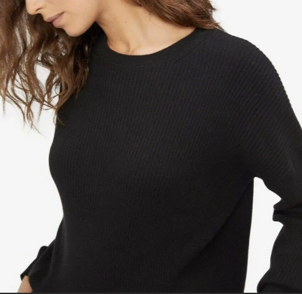 State Cashmere Women's Black Crewneck Loungewear Sweater Size Large $150 NWT