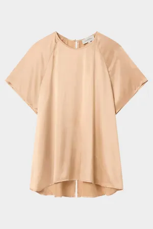 Stella Silk Satin Raglan Tee in Honey