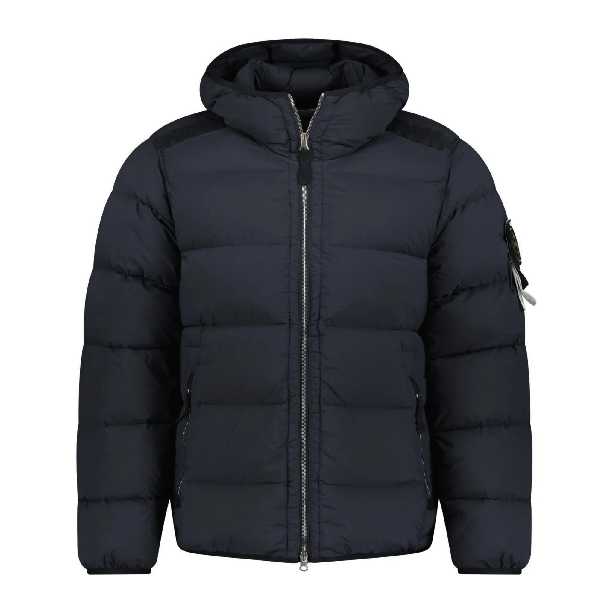 STONE ISLAND HOODED PUFFER JACKET IN SEAMLESS TUNNEL NYLON BLACK