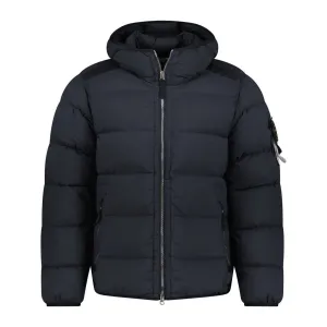 STONE ISLAND HOODED PUFFER JACKET IN SEAMLESS TUNNEL NYLON BLACK