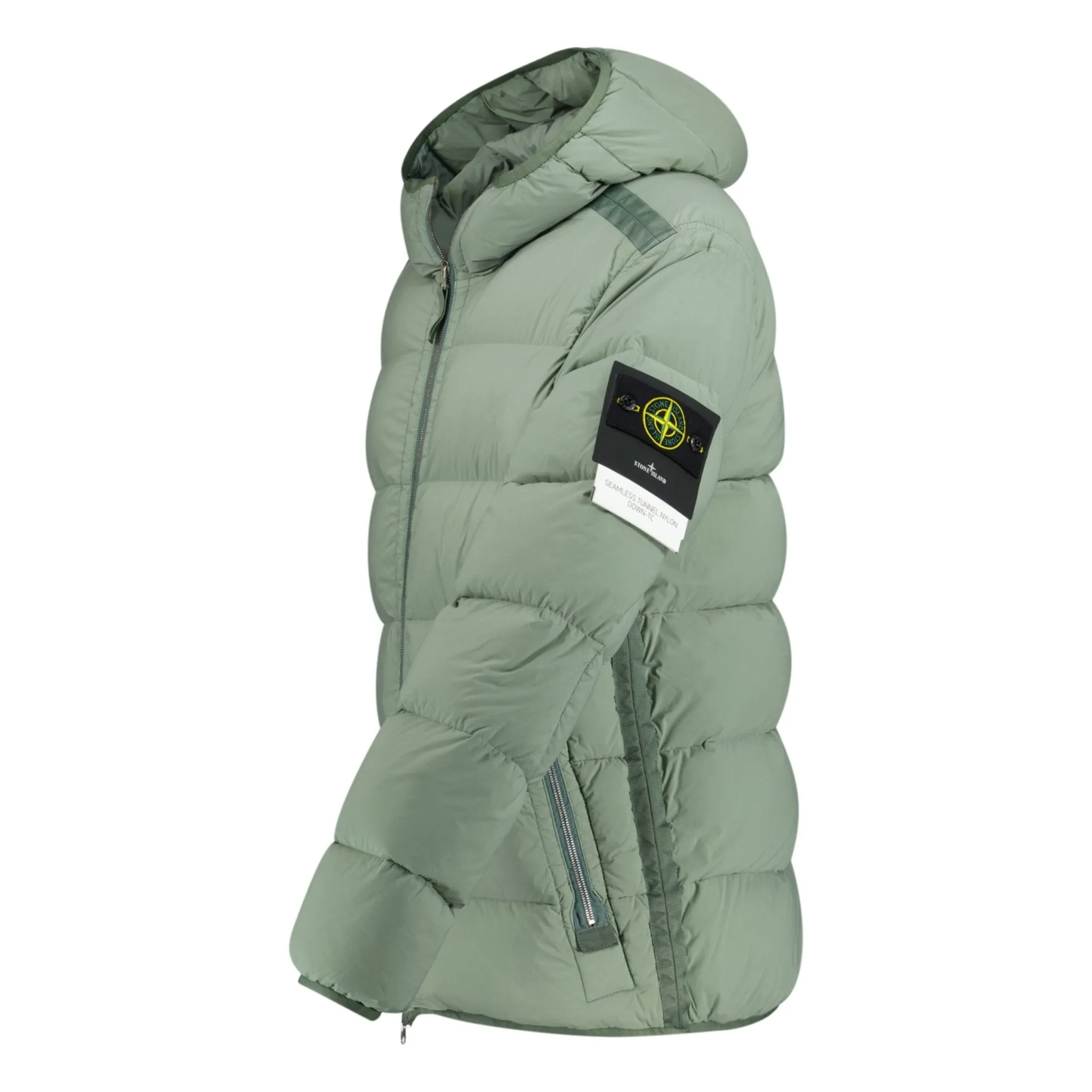 STONE ISLAND HOODED PUFFER JACKET IN SEAMLESS TUNNEL NYLON MINT GREEN
