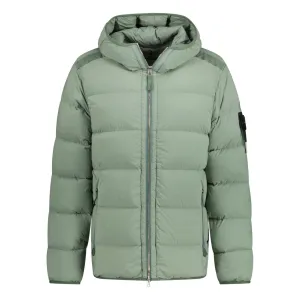 STONE ISLAND HOODED PUFFER JACKET IN SEAMLESS TUNNEL NYLON MINT GREEN