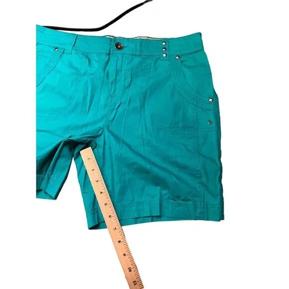 Style &amp; Co Chino Shorts Flat Front Pocket Preppy Casual Green Womens Size 10 NWT