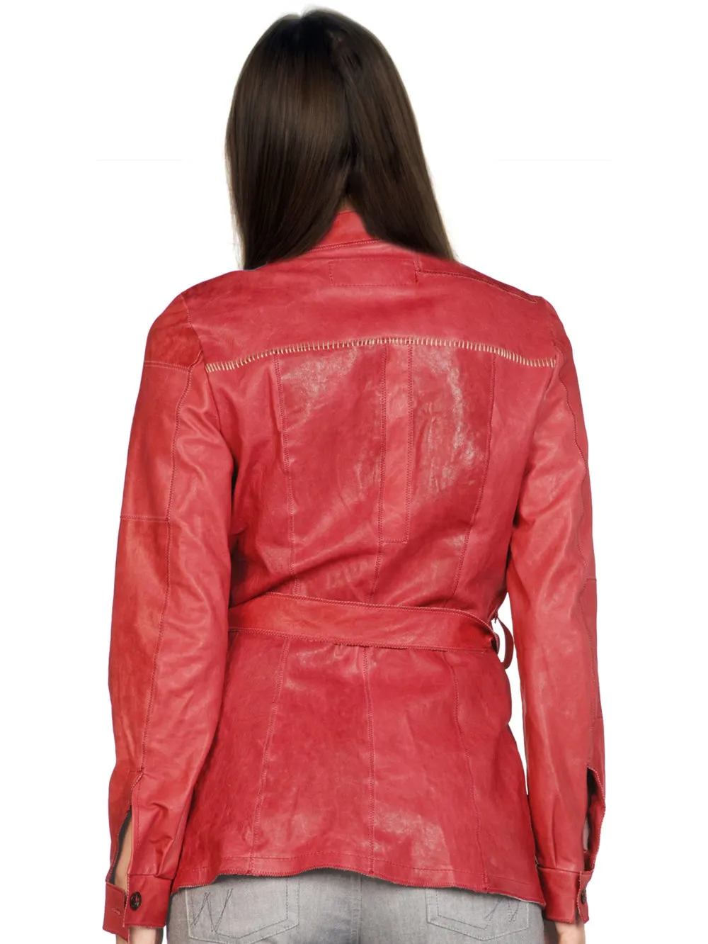 Stylish Button-Down Leather Coat for Women