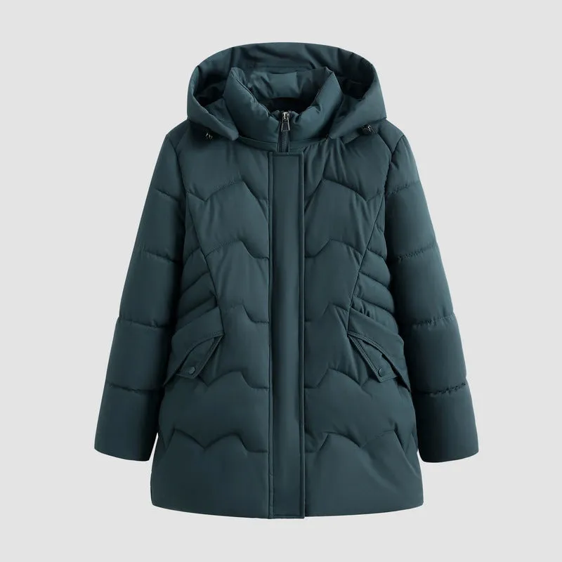 Stylish Hip-Length Zip-Up Padded Puffer Jacket for Women