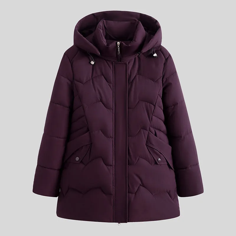 Stylish Hip-Length Zip-Up Padded Puffer Jacket for Women