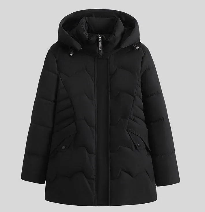 Stylish Hip-Length Zip-Up Padded Puffer Jacket for Women