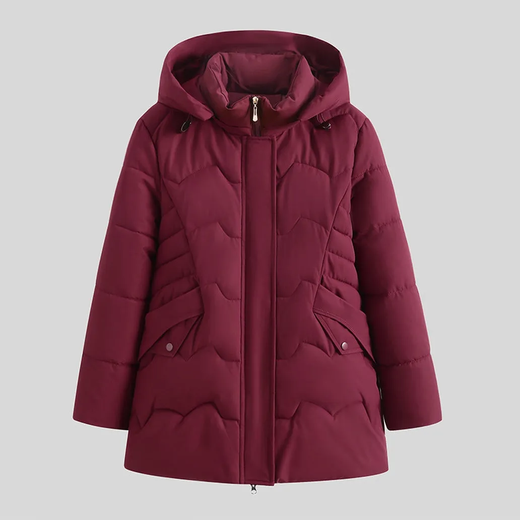 Stylish Hip-Length Zip-Up Padded Puffer Jacket for Women