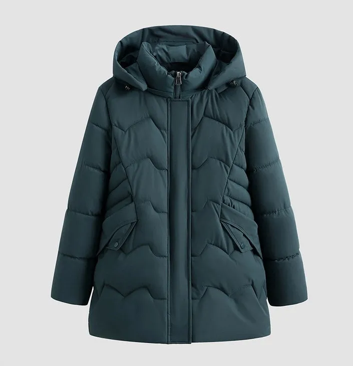 Stylish Hip-Length Zip-Up Padded Puffer Jacket for Women