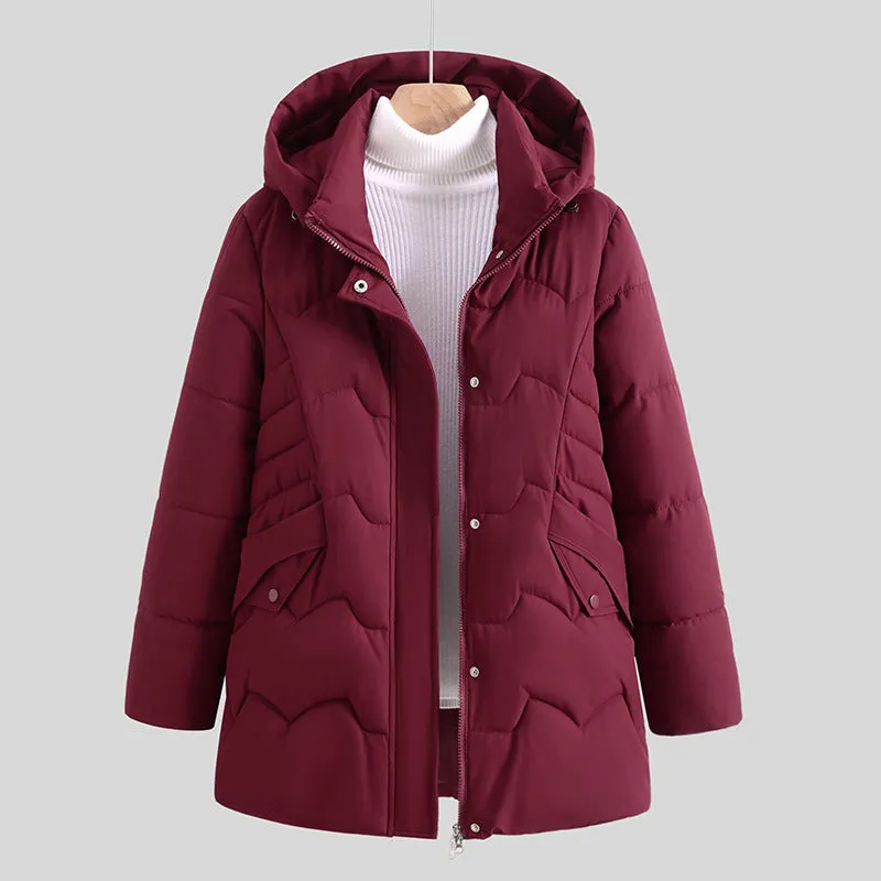 Stylish Hip-Length Zip-Up Padded Puffer Jacket for Women