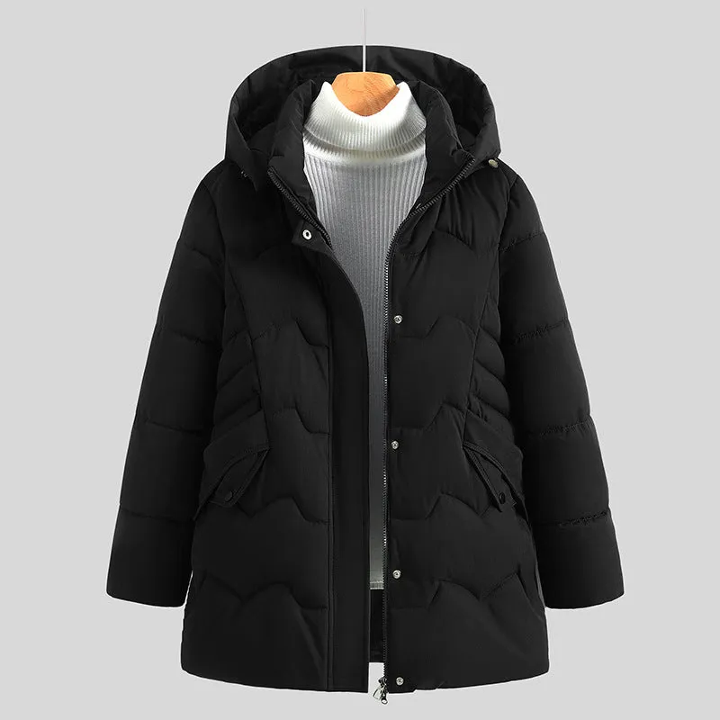 Stylish Hip-Length Zip-Up Padded Puffer Jacket for Women