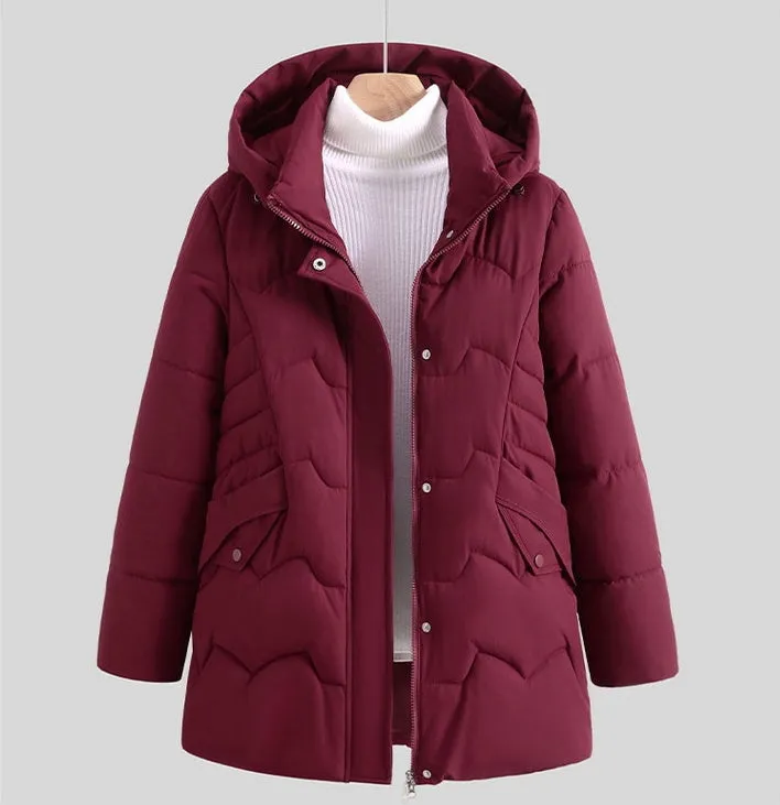 Stylish Hip-Length Zip-Up Padded Puffer Jacket for Women