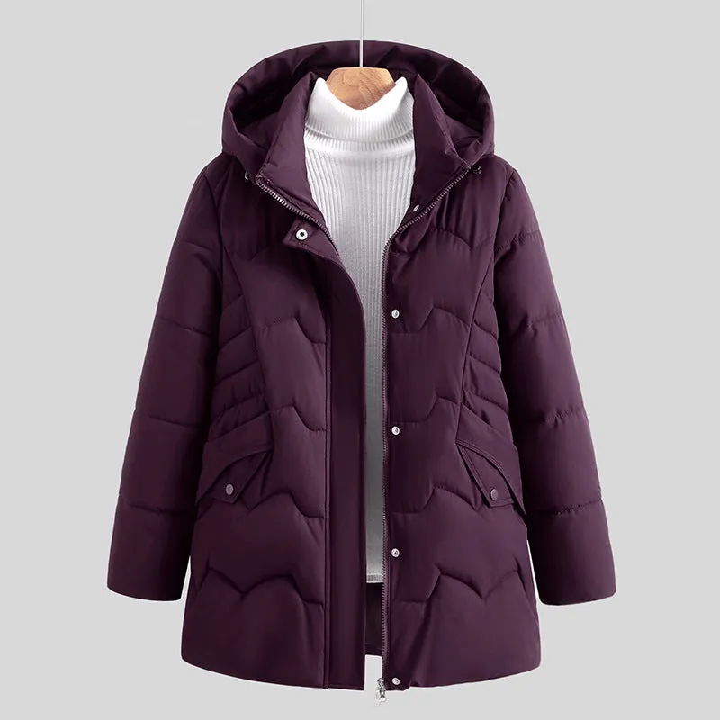 Stylish Hip-Length Zip-Up Padded Puffer Jacket for Women