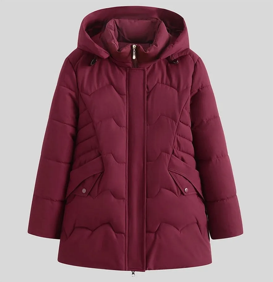 Stylish Hip-Length Zip-Up Padded Puffer Jacket for Women