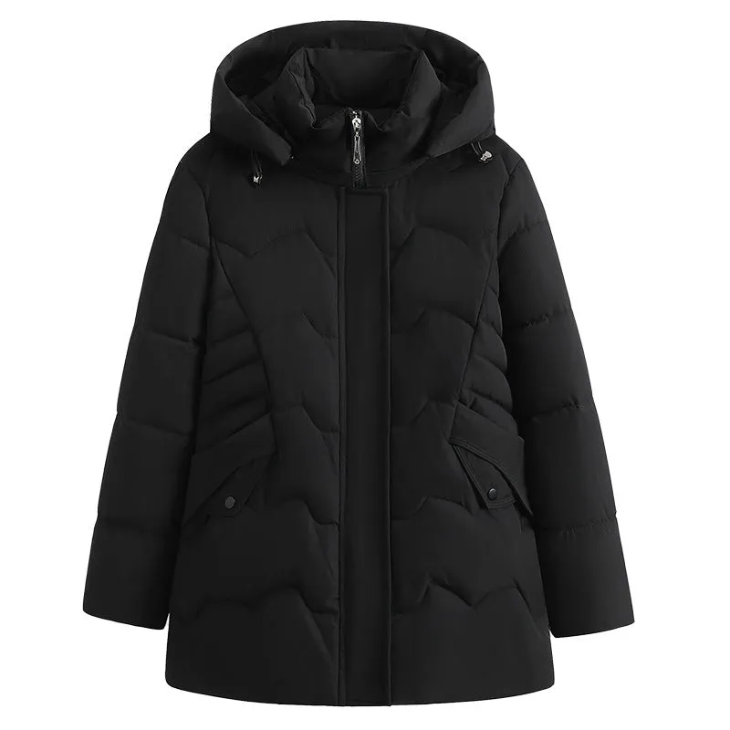 Stylish Hip-Length Zip-Up Padded Puffer Jacket for Women