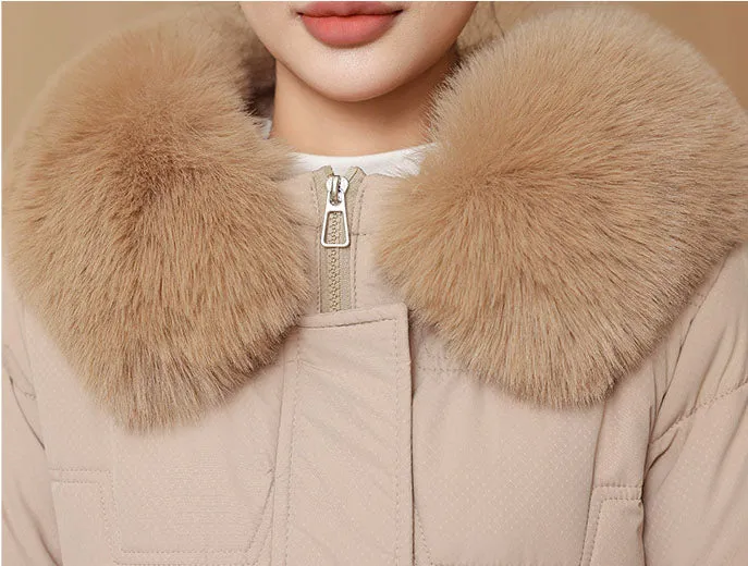 Stylish Knee-Length Quilted Puffer Jacket featuring a Drawstring Waist