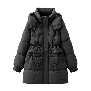 Stylish Thickened Plain Hip-length Puffer Coat for Women