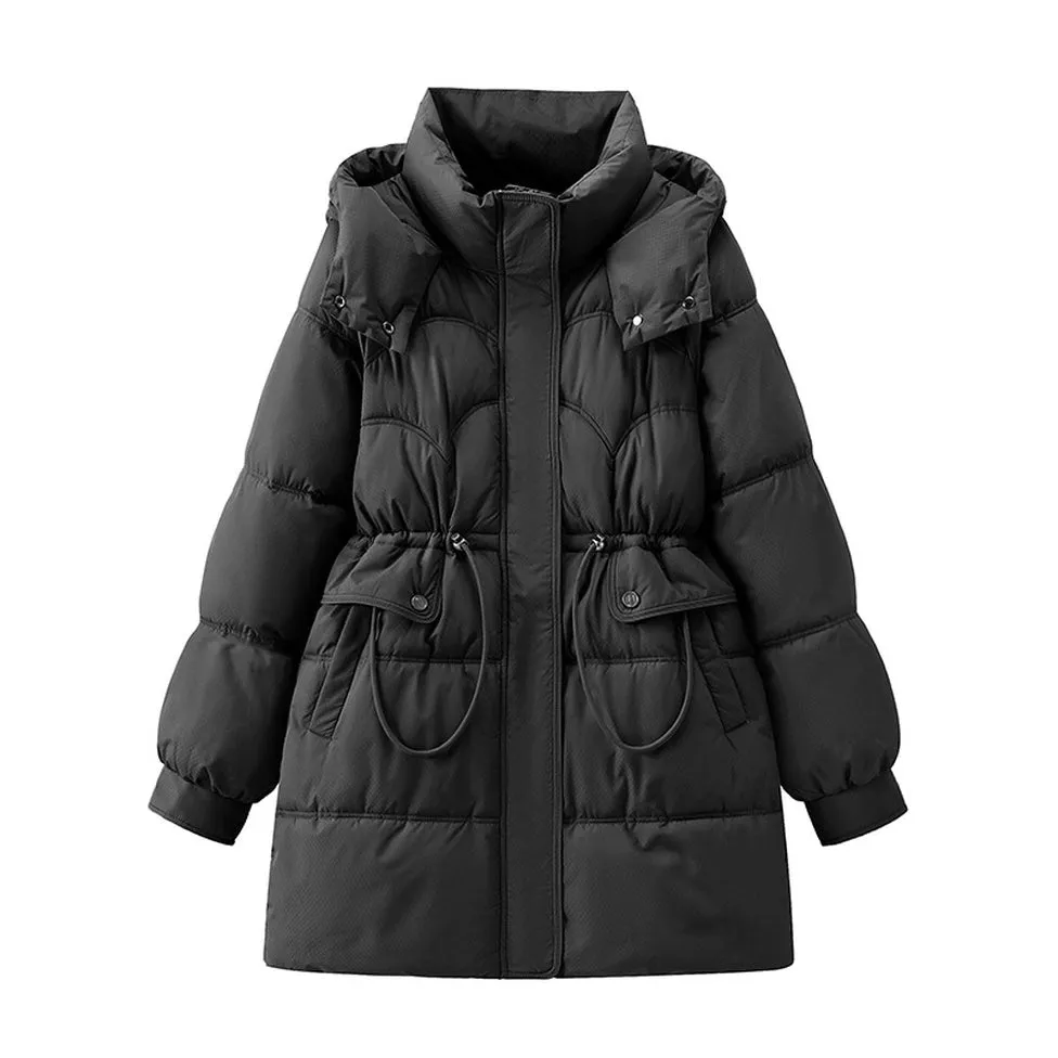 Stylish Thickened Plain Hip-length Puffer Coat for Women