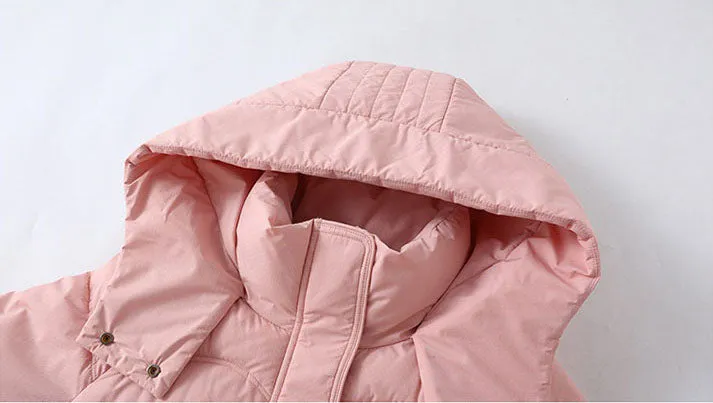 Stylish Thickened Plain Hip-length Puffer Coat for Women