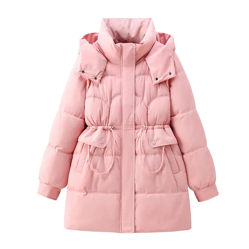 Stylish Thickened Plain Hip-length Puffer Coat for Women