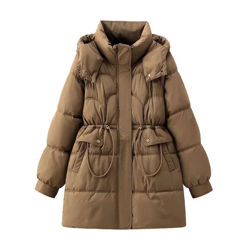 Stylish Thickened Plain Hip-length Puffer Coat for Women