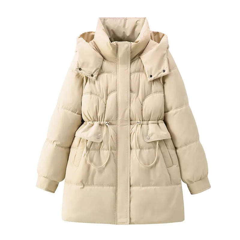 Stylish Thickened Plain Hip-length Puffer Coat for Women