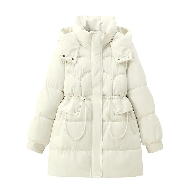 Stylish Thickened Plain Hip-length Puffer Coat for Women