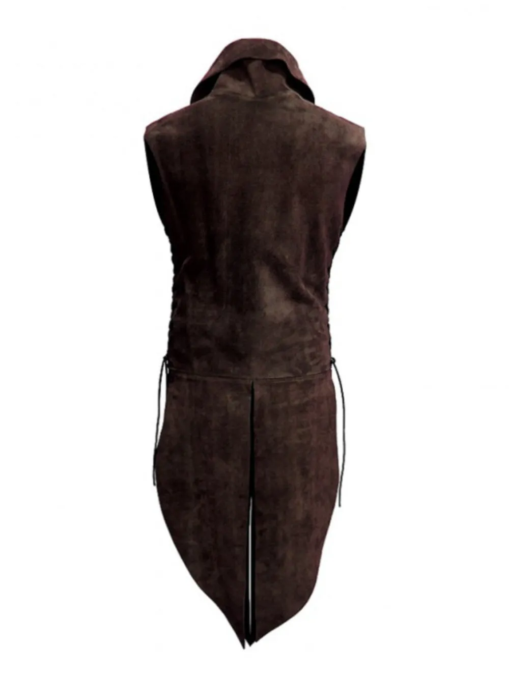 Suede Leather Gilet with Buckle Fastening for Men