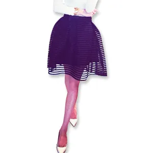summer autumn style fashion skirt womens striped hollow-out fluffy skirt swing skirt ladies Black/White Ball Gown