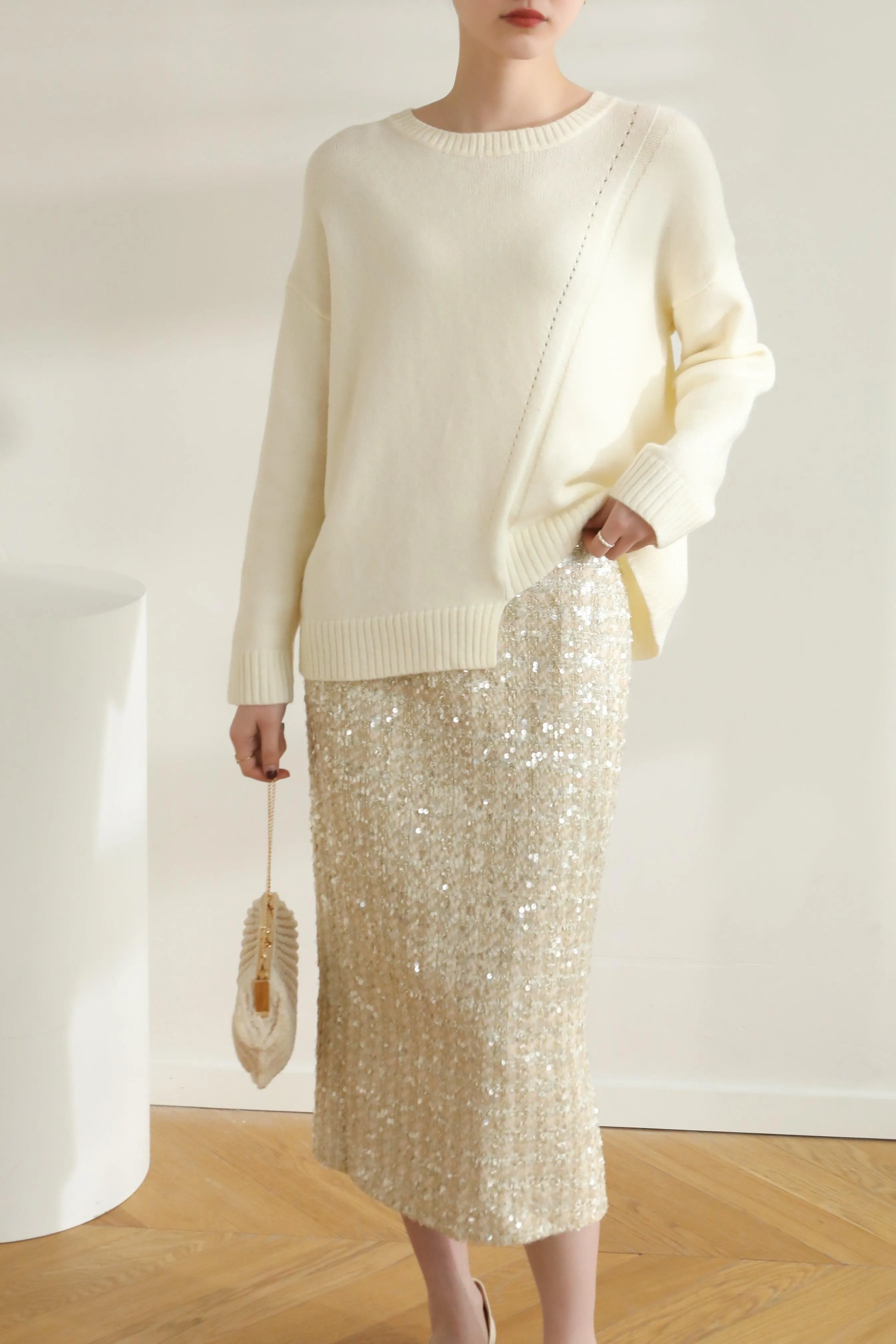 Sunday Groove Cashmere Blend Sweater - Cream