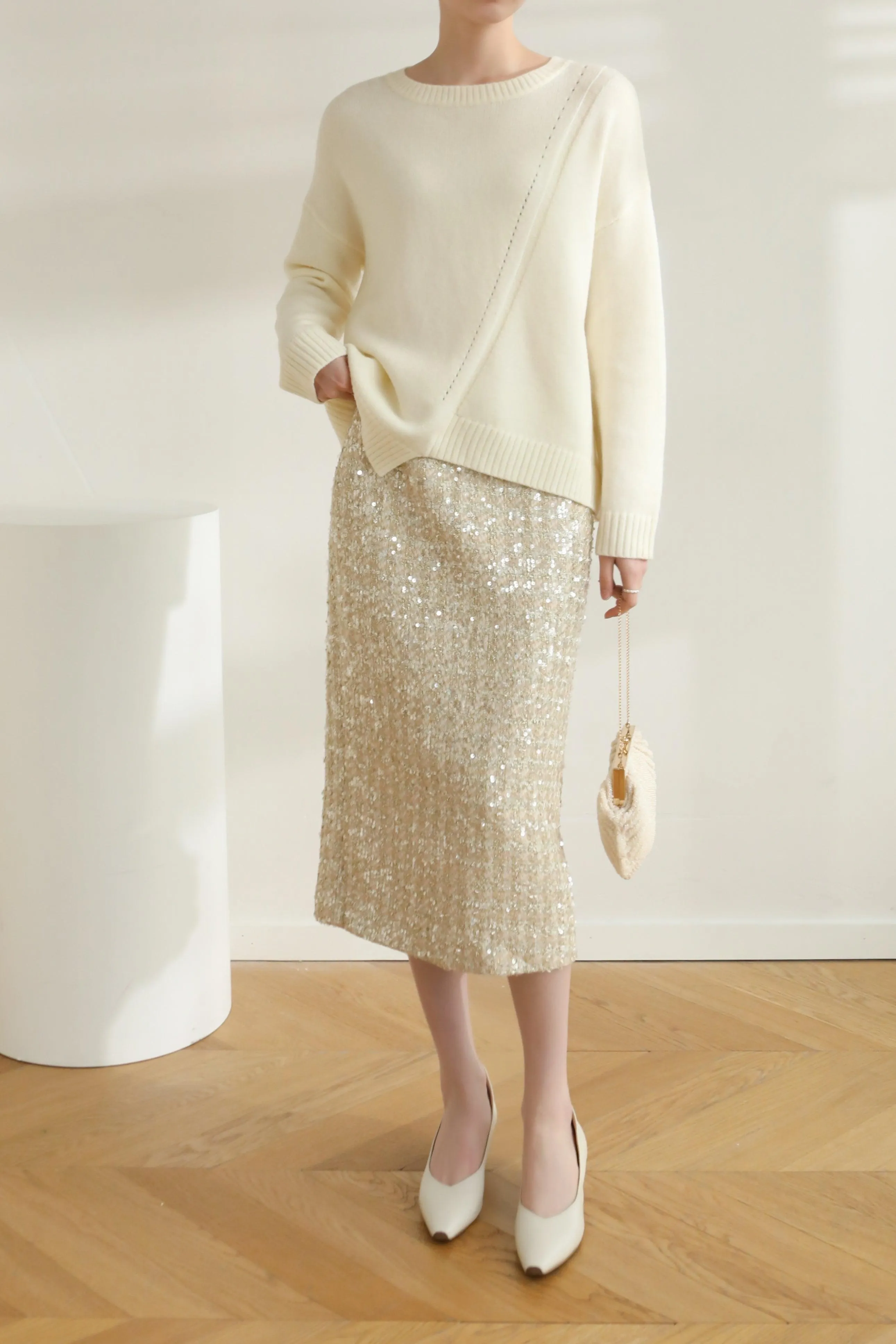 Sunday Groove Cashmere Blend Sweater - Cream