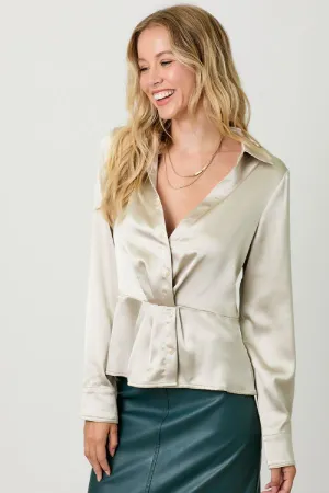 SURPLICE SATIN BLOUSE