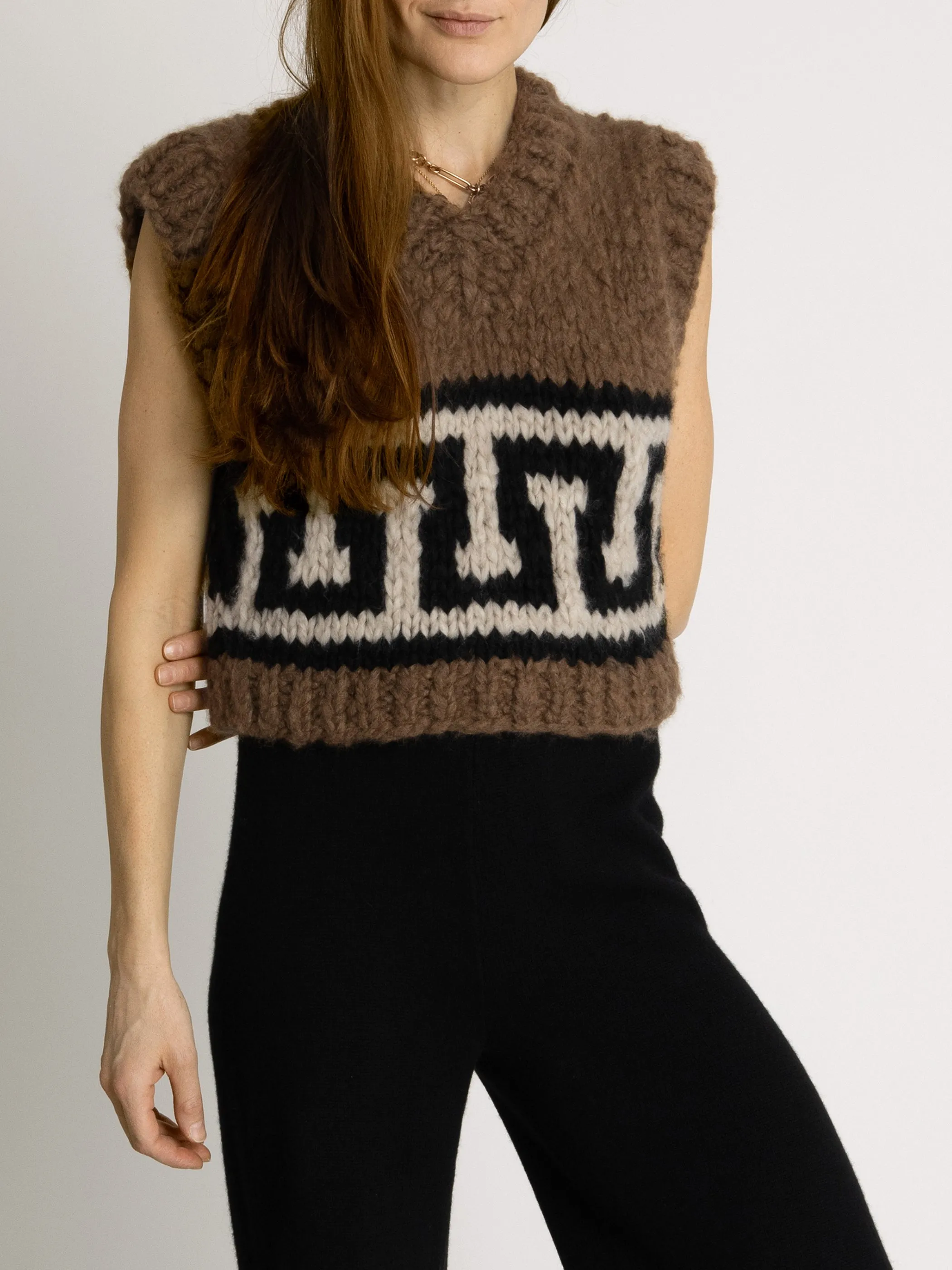 The Kavi Greek Key Vest in Cashmere