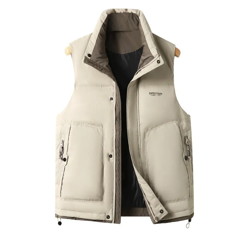 Thickened Stain-Resistant Down Vest with Easy-to-Clean Features