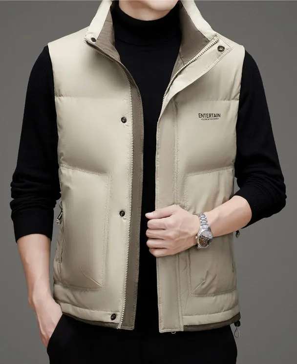 Thickened Stain-Resistant Down Vest with Easy-to-Clean Features