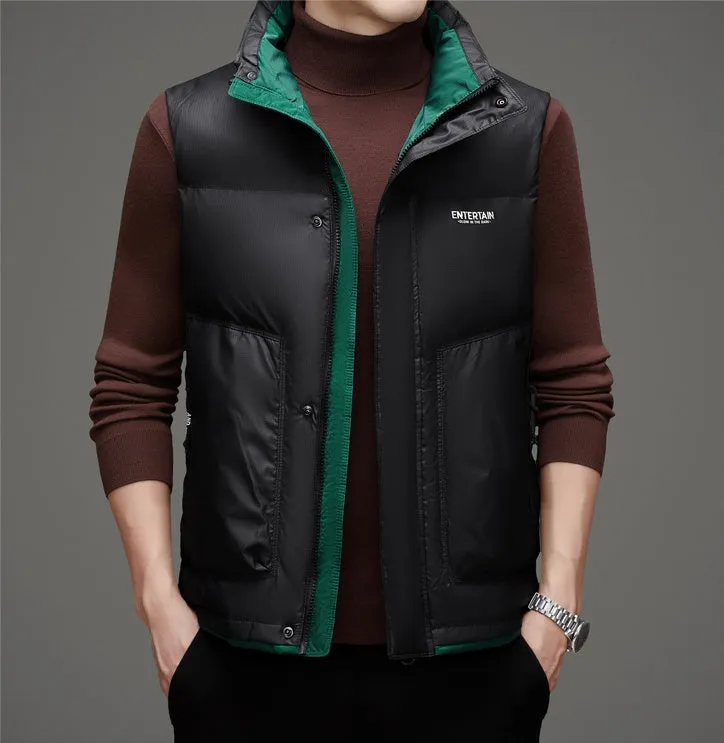 Thickened Stain-Resistant Down Vest with Easy-to-Clean Features