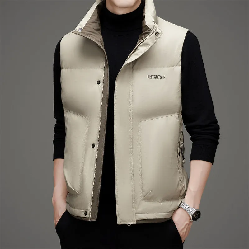 Thickened Stain-Resistant Down Vest with Easy-to-Clean Features