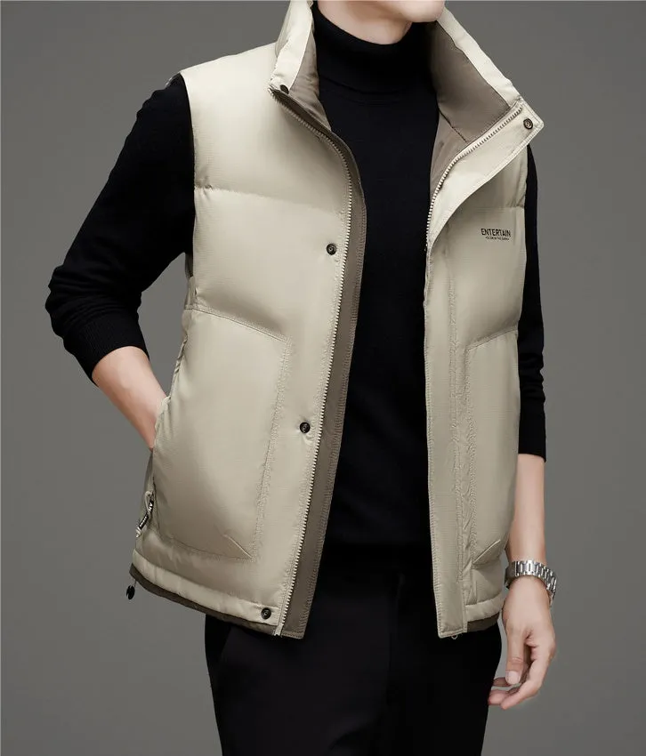 Thickened Stain-Resistant Down Vest with Easy-to-Clean Features