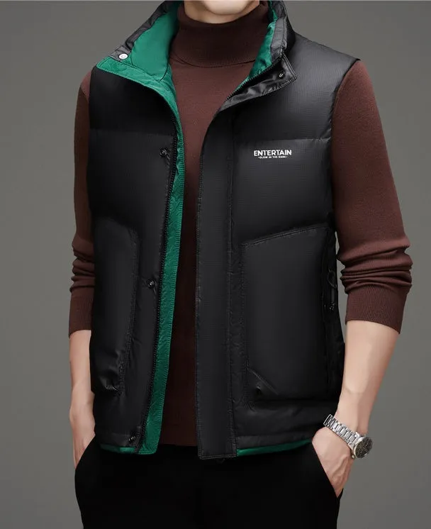 Thickened Stain-Resistant Down Vest with Easy-to-Clean Features