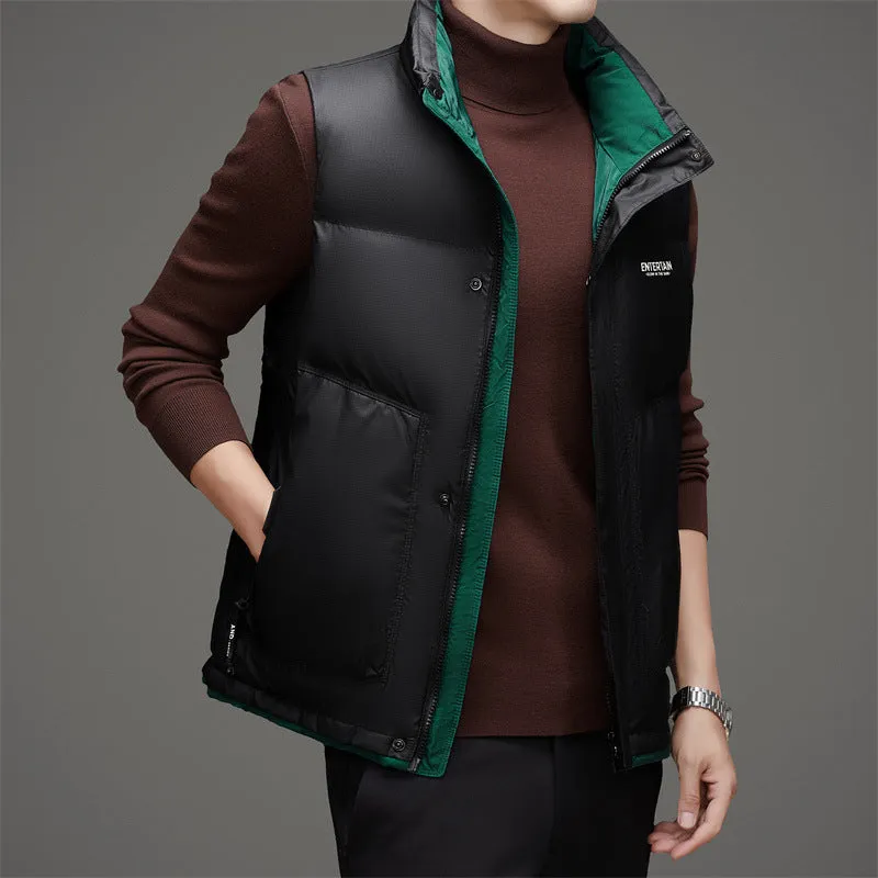 Thickened Stain-Resistant Down Vest with Easy-to-Clean Features