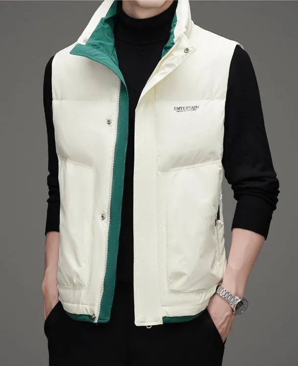 Thickened Stain-Resistant Down Vest with Easy-to-Clean Features