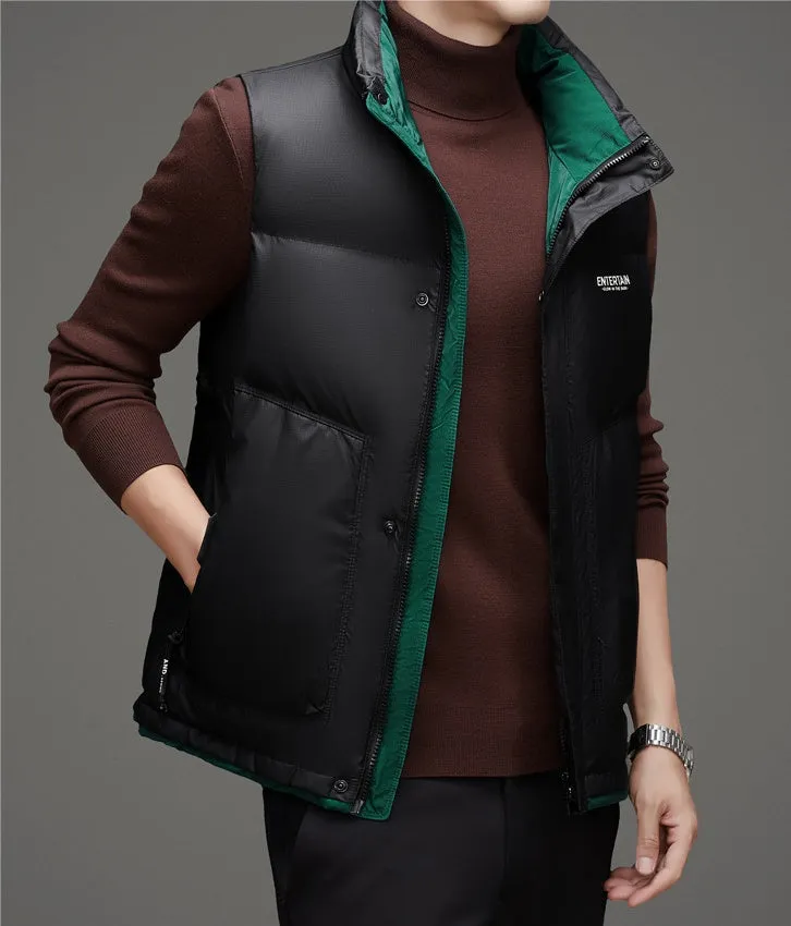 Thickened Stain-Resistant Down Vest with Easy-to-Clean Features