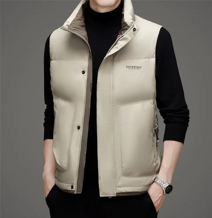 Thickened Stain-Resistant Down Vest with Easy-to-Clean Features
